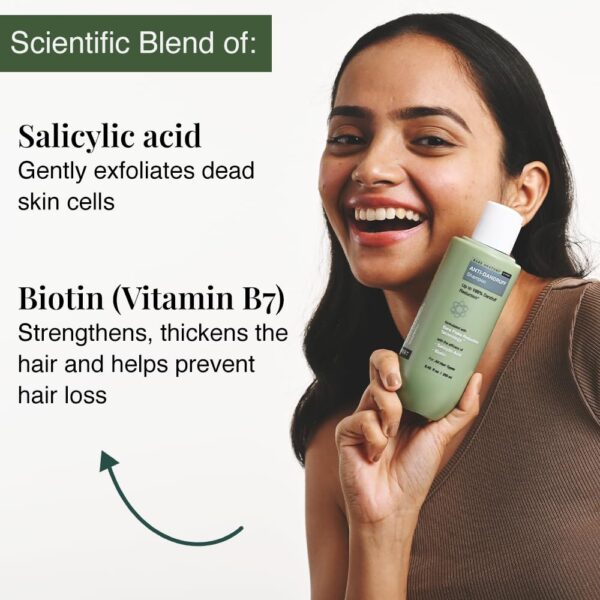 Anti-dandruff shampoo: Reduces dandruff, strengthens hair, removes flakes & itching. Salicylic Acid & Biotin. All hair types. 250ml. - Image 3
