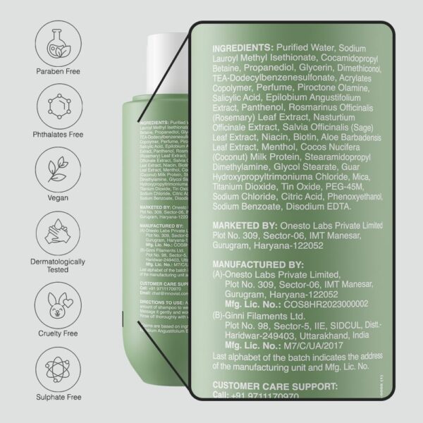 Anti-dandruff shampoo: Reduces dandruff, strengthens hair, removes flakes & itching. Salicylic Acid & Biotin. All hair types. 250ml. - Image 6
